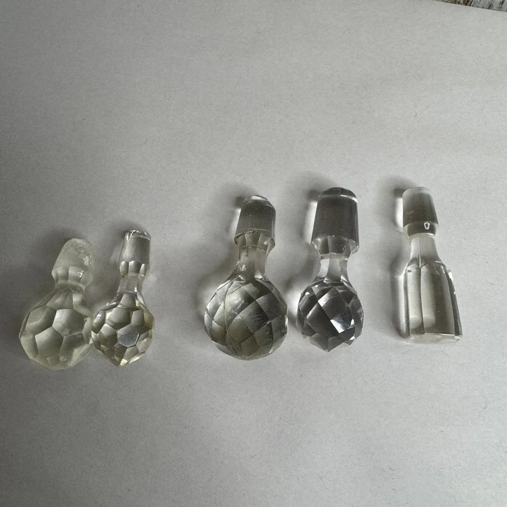 Vintage Clear Cut Glass Decanter Stoppers Lot of 5 Replacement Parts Mixed Style